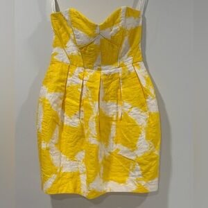 Shoshanna Yellow & White Strapless Dress – Size 2 – NWT